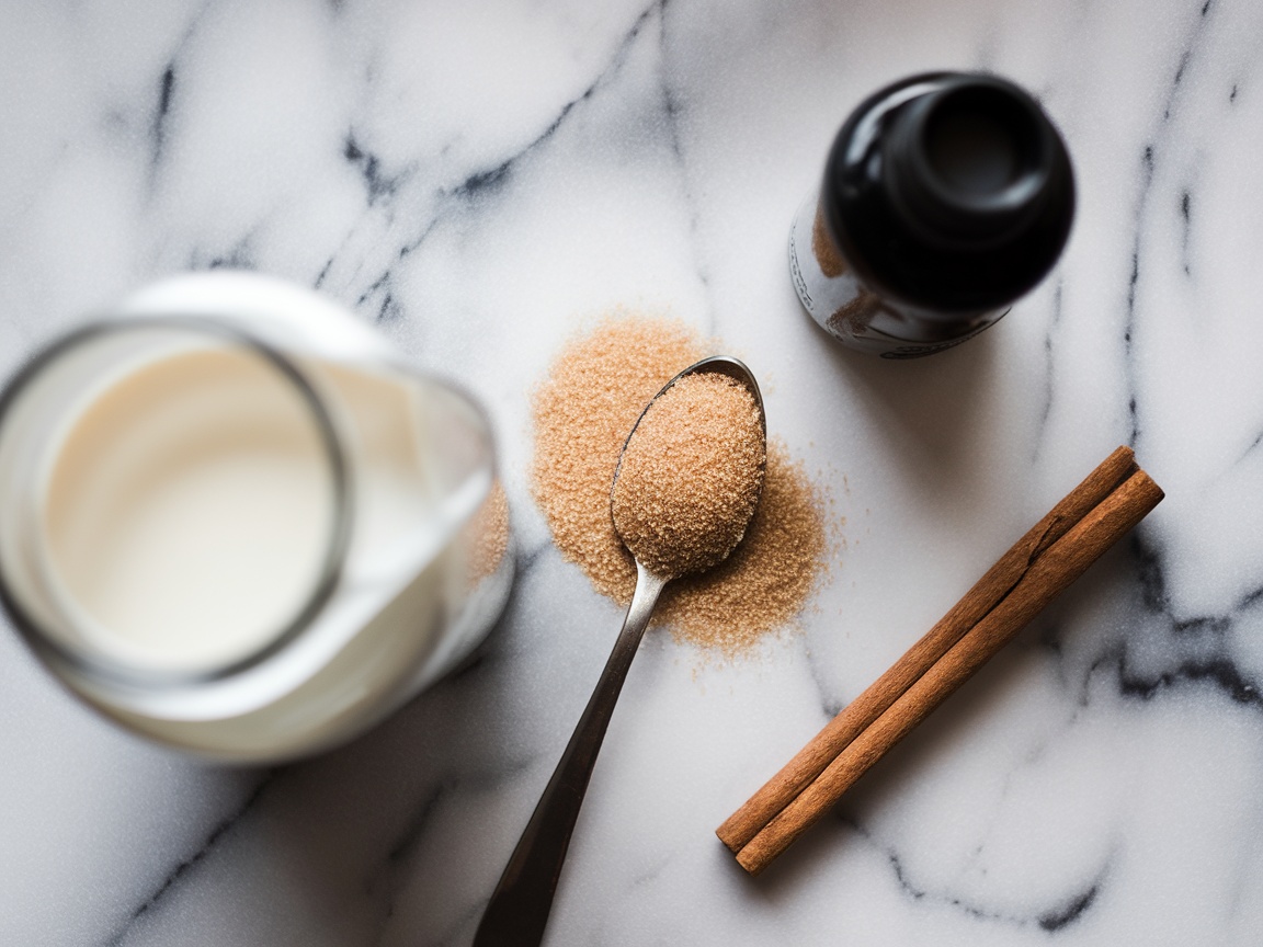 brown sugar cold foam ingredients flat lay