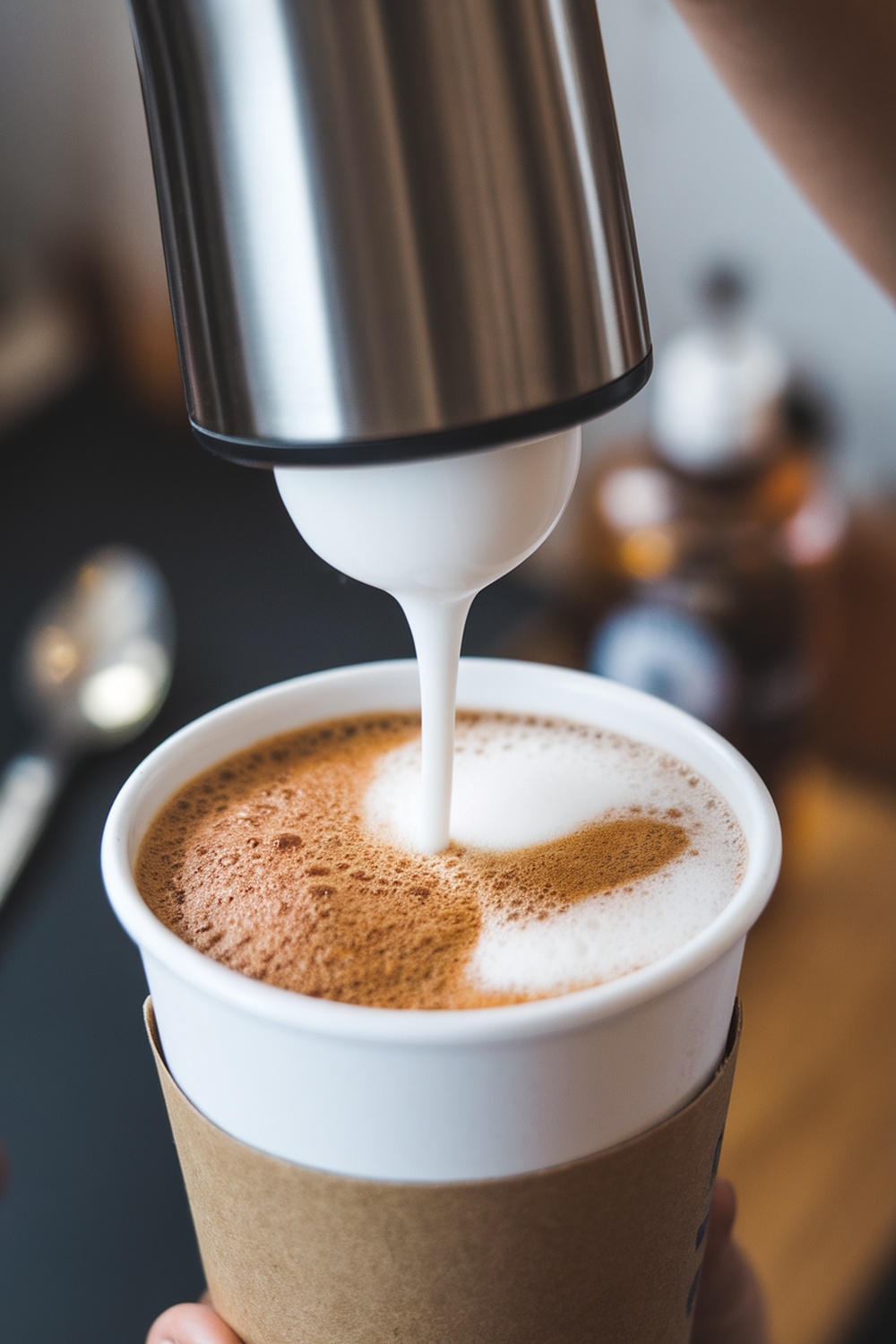 making brown sugar cold foam with frother